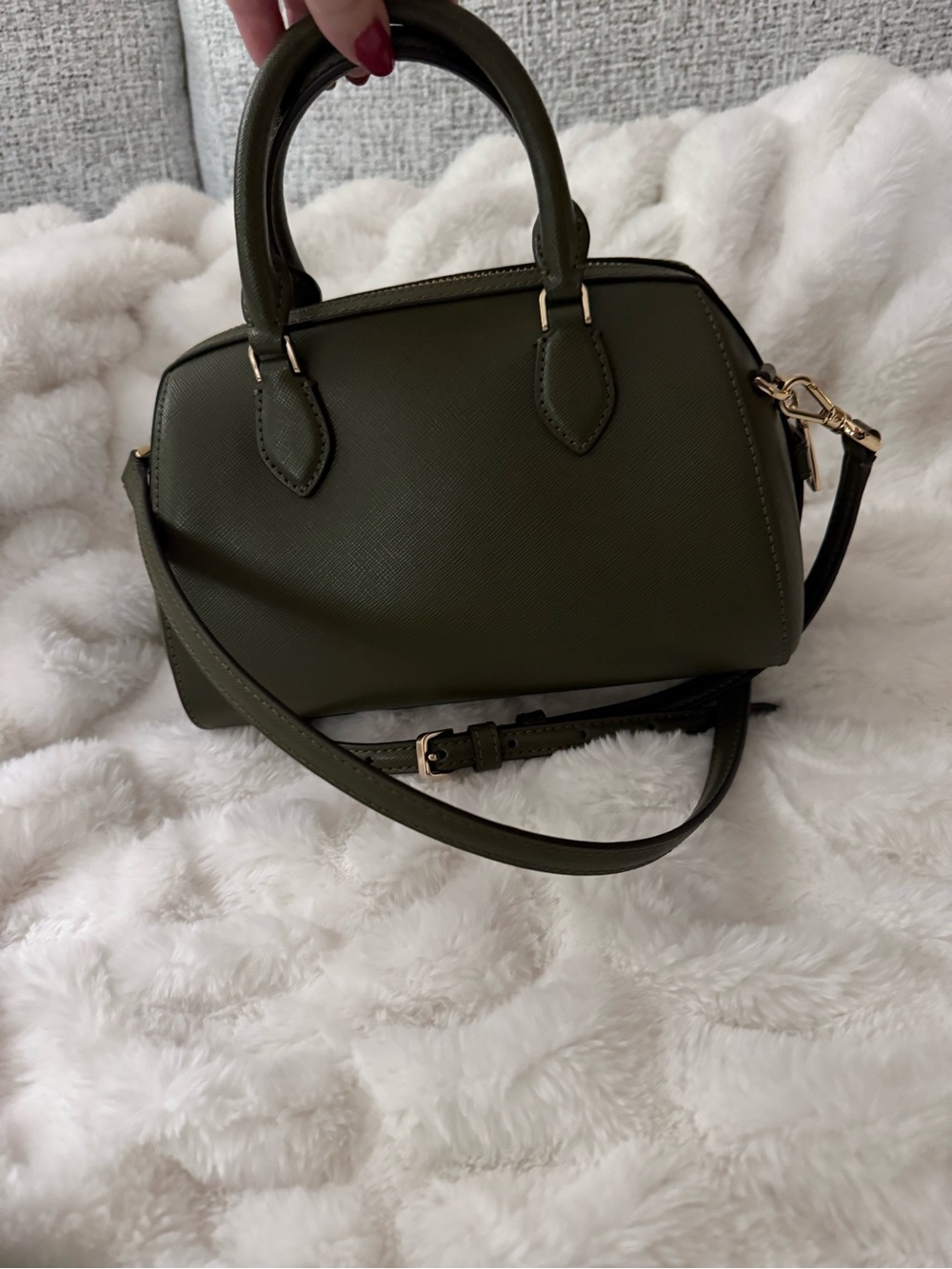 kate spade olive green crossbody satchel with gold hardware - Picture 5 of 7